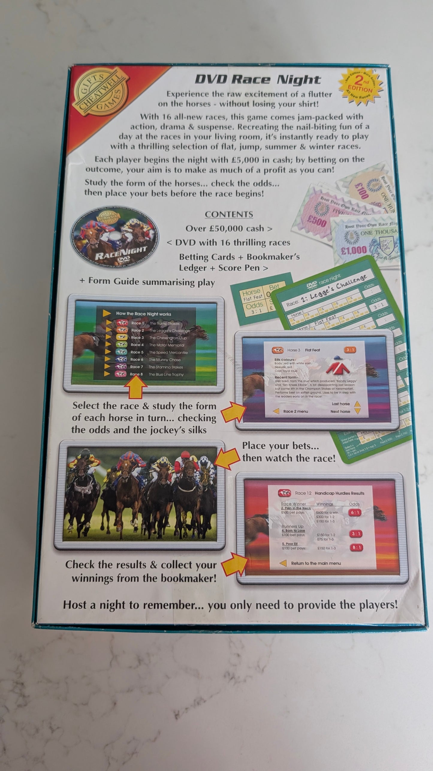 Cheetwell Games - Host Your Own Race Night - DVD Board Game (Second Hand)