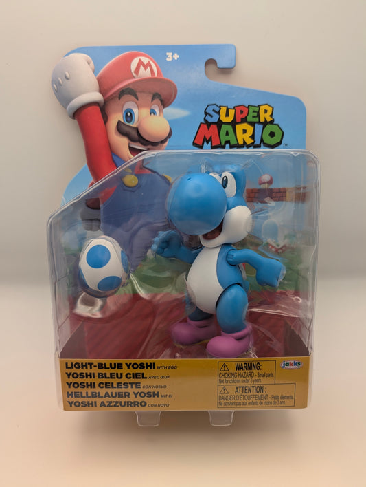 Super Mario Action Figure - Light Blue Yoshi with Egg