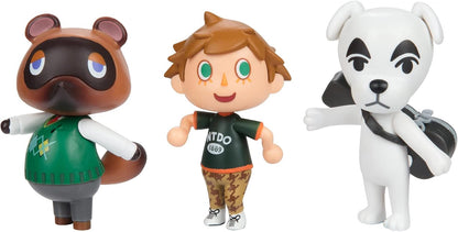 Animal Crossing Action Figure Pack - Tom Nook, K.K. and Villager - 6cm