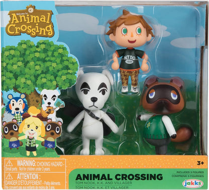 Animal Crossing Action Figure Pack - Tom Nook, K.K. and Villager - 6cm