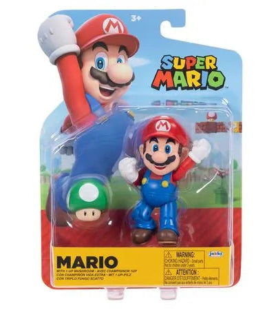 Super Mario Action Figure - Mario with 1-Up Mushroom