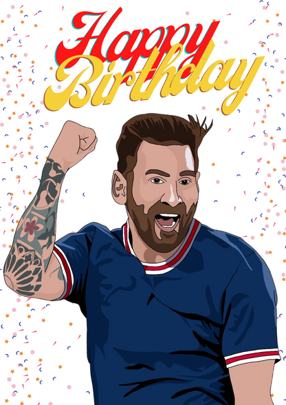 Leo Messi PSG A5 Birthday Card