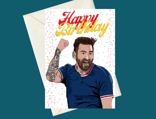 Leo Messi PSG A5 Birthday Card