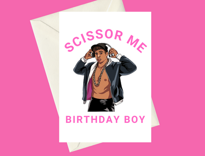 AEW The Acclaimed Max Caster Scissor Me Birthday Boy A5 Birthday Card