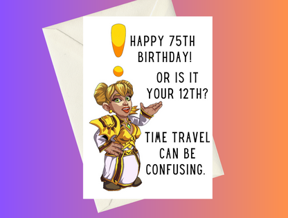 World of Warcraft Dragon Flight Chromie Birthday A5 Card