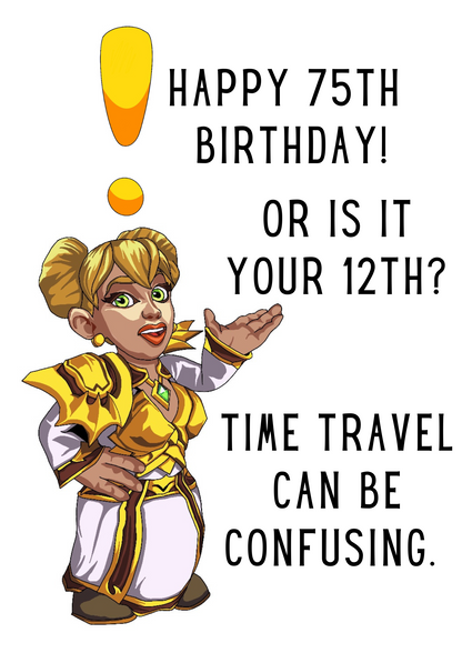 World of Warcraft Dragon Flight Chromie Birthday A5 Card