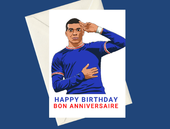 Kylian Mbappe French Footballer A5 Birthday Greeting Card