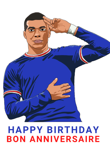 Kylian Mbappe French Footballer A5 Birthday Greeting Card